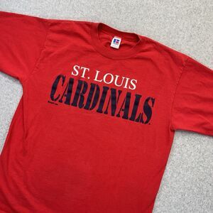 VTG St. Louis Cardinals T-Shirt Mens Large L Red MLB Russell USA Made Dated RARE
